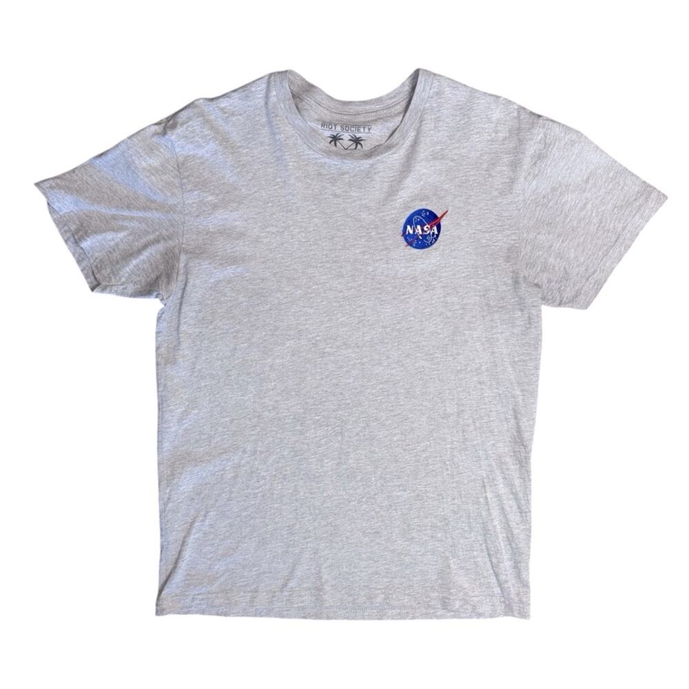 RIOT SOCIETY Men’s Gray NASA Logo Short Sleeve T-Shirt
